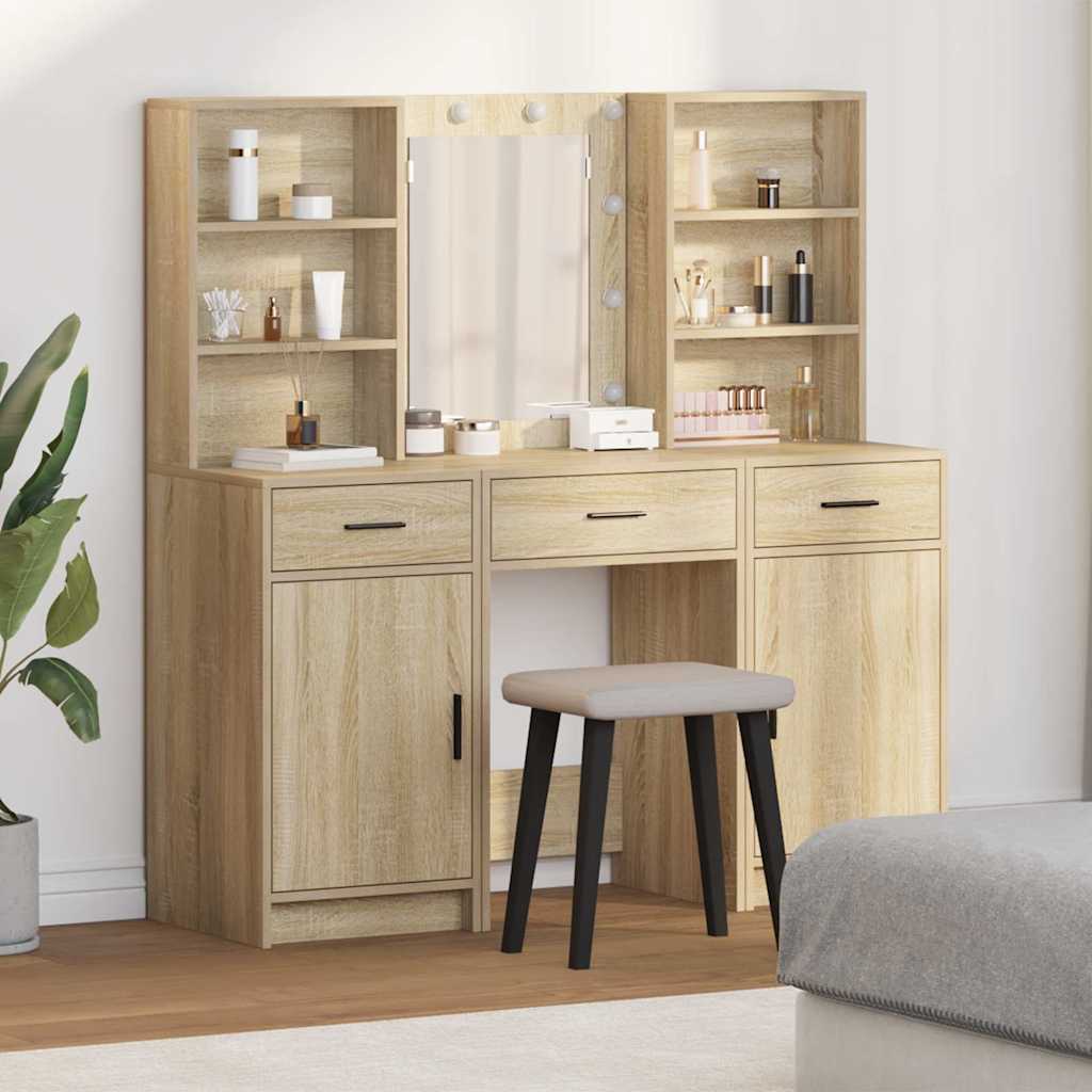 Dressing Table Set 3 Pcs 50 X 41 X 135 Cm Engineered Wood